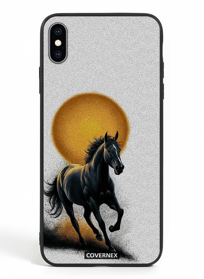 Covernex Apple iPhone Xs Max Protective Case Cover Printed Featuring Galloping Horse with Sunset Backdrop - Image 2