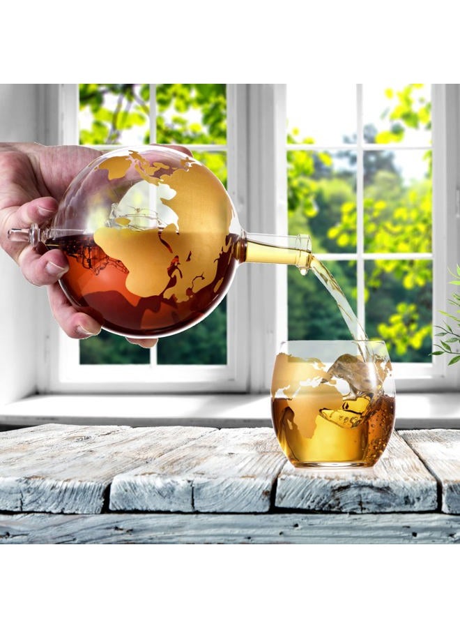 Bezrat Whiskey Decanter Globe Gift Set - Rich Base Tray - Gold Whiskey Dispenser Airtight Stopper for Wine, Bourbon, Brandy, Juice, Water - Decanter Sets For Men Christmas Gifts for Dad Boyfriend Husband Him - Image 5