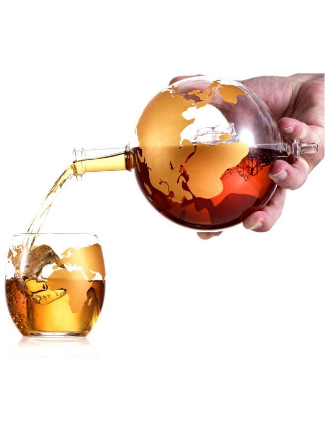 Bezrat Whiskey Decanter Globe Gift Set - Rich Base Tray - Gold Whiskey Dispenser Airtight Stopper for Wine, Bourbon, Brandy, Juice, Water - Decanter Sets For Men Christmas Gifts for Dad Boyfriend Husband Him - Image 4