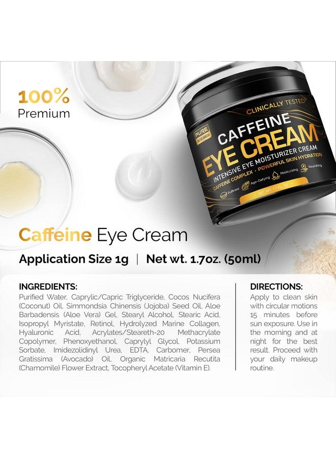 بيور ريسيرش كريم للعين بالكافيين لمكافحة الشيخوخة، والهالات السوداء، والانتفاخات. علاج رائع لبشرة أسفل العين وشد الوجه، وعلاج لشد العين للرجال والنساء، 1.7 أونصة - Image 5