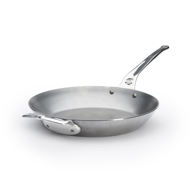 MINERAL B PRO CARBON STEEL COUNTRY FRY PAN WITH HELPER HANDLE 125 DIAMETER 9 COOKING SURFACE IDEAL FOR SAUTEING SIMMERING FRYING NATURALLY NONSTICK FINISH MADE IN FRANCE