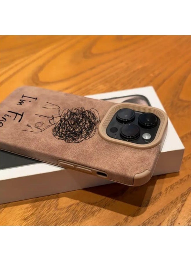 IPhone 13 Pro Max Cover, Phone Case Faux Leather Textured, Shock-Absorbing Anti-Scratch Creative & Stylish Lightweight High-Quality Anti-Slip Anti-Fingerprint Protective Cover Soft Shell, Light Brown Color - Image 3