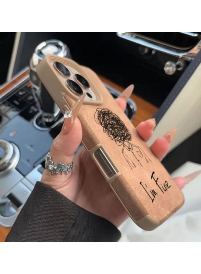 IPhone 13 Pro Max Cover, Phone Case Faux Leather Textured, Shock-Absorbing Anti-Scratch Creative & Stylish Lightweight High-Quality Anti-Slip Anti-Fingerprint Protective Cover Soft Shell, Light Brown Color - Image 2