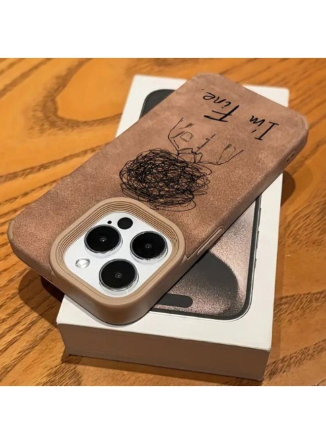 IPhone 13 Pro Max Cover, Phone Case Faux Leather Textured, Shock-Absorbing Anti-Scratch Creative & Stylish Lightweight High-Quality Anti-Slip Anti-Fingerprint Protective Cover Soft Shell, Light Brown Color - Image 4