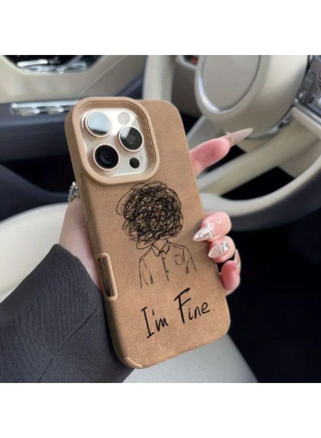 IPhone 13 Pro Max Cover, Phone Case Faux Leather Textured, Shock-Absorbing Anti-Scratch Creative & Stylish Lightweight High-Quality Anti-Slip Anti-Fingerprint Protective Cover Soft Shell, Light Brown Color - Image 1