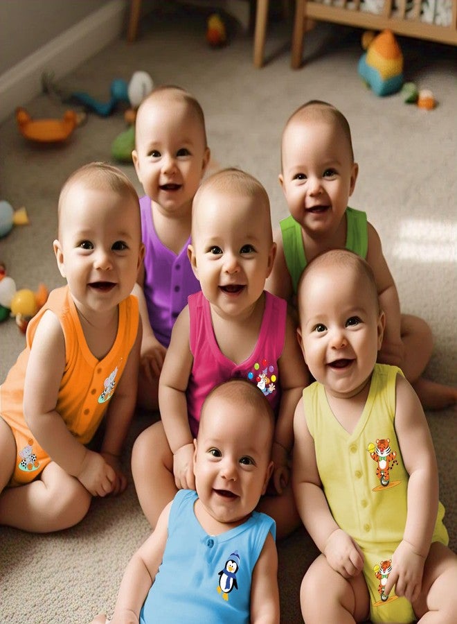 Toddylon Baby Jhabla New Born Clothes Front Open Summer Wear Shirts Boys & Girls | Infants Jabla | Sleeveless Shirt (Jhabla Shirts Only) (0-6 Months, Pack of 6) Multicolour - Image 2