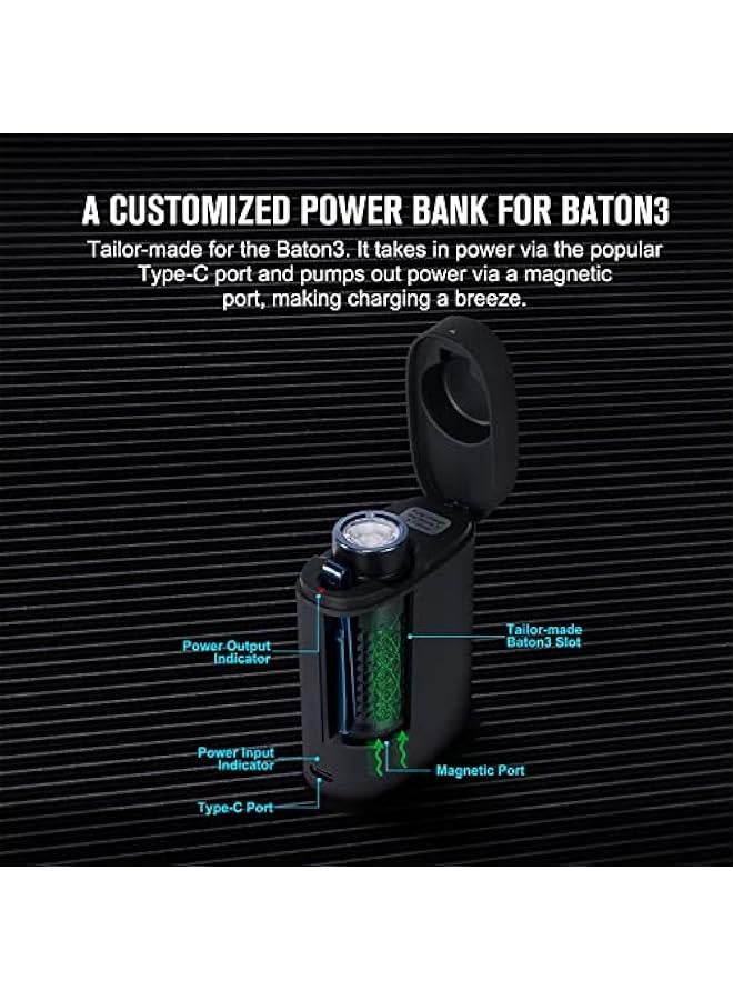 Arabest Baton3 Premium Edition 1200 Lumens Compact LED Flashlight Powered by a Single Rechargeable Battery, with Charging Box, Black  - Image 4