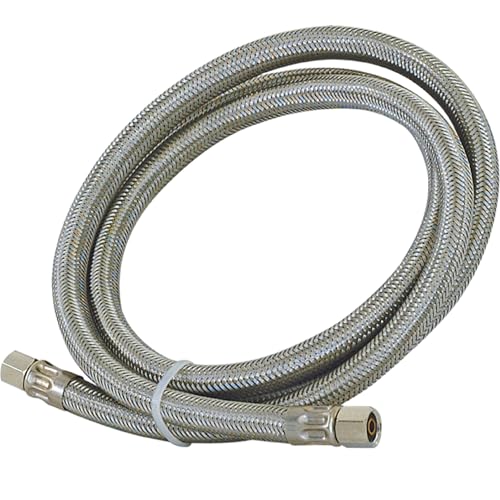 Eastman 25 Feet Flexible Ice Maker Connector, 1/4 Inch x 1/4 Inch Compression Connection, Braided Stainless Steel with Nickel-Plated Brass Nuts, 48392 - Image 1