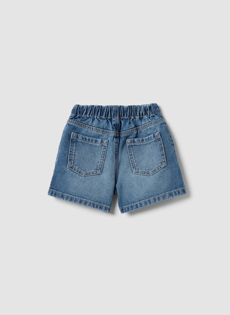 او في اس OVS Girlsâ€™ Blue Denim Shorts In Pure Cotton, Regular Fit