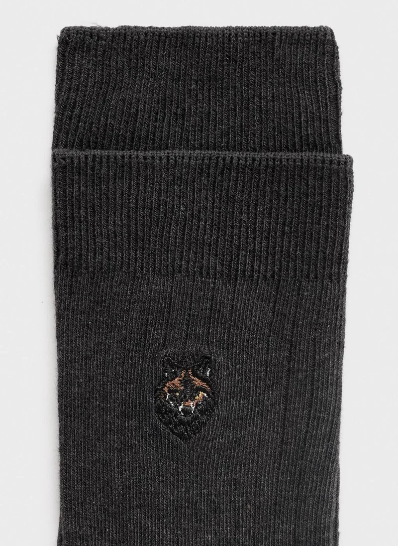 مانجو مان Embroidered Cotton Socks