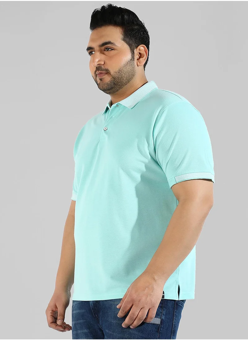 Instafab Plus Men's Light Blue Solid Regular Fit  Casual T-Shirt