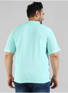 Instafab Plus Men's Light Blue Solid Regular Fit  Casual T-Shirt  - Image 3