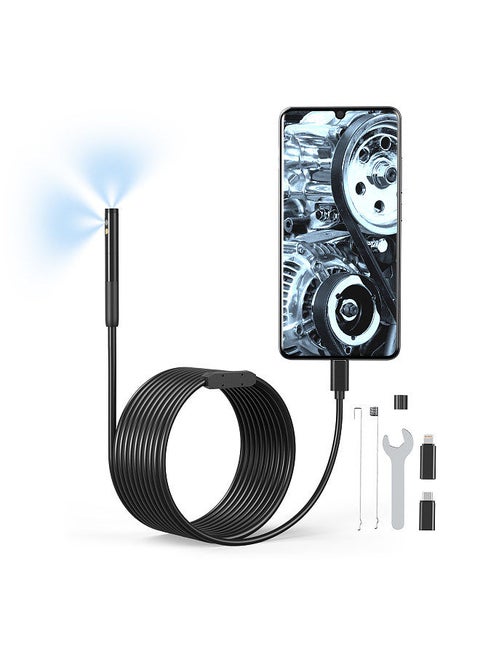 1920*1440 Endoscope Camera with 6+1 LED Light 2 Camera IP67 Waterproof Inspection Camera TYPE-C to Micro, TYPE-C to iOS 300cm/118inch Snake Cable