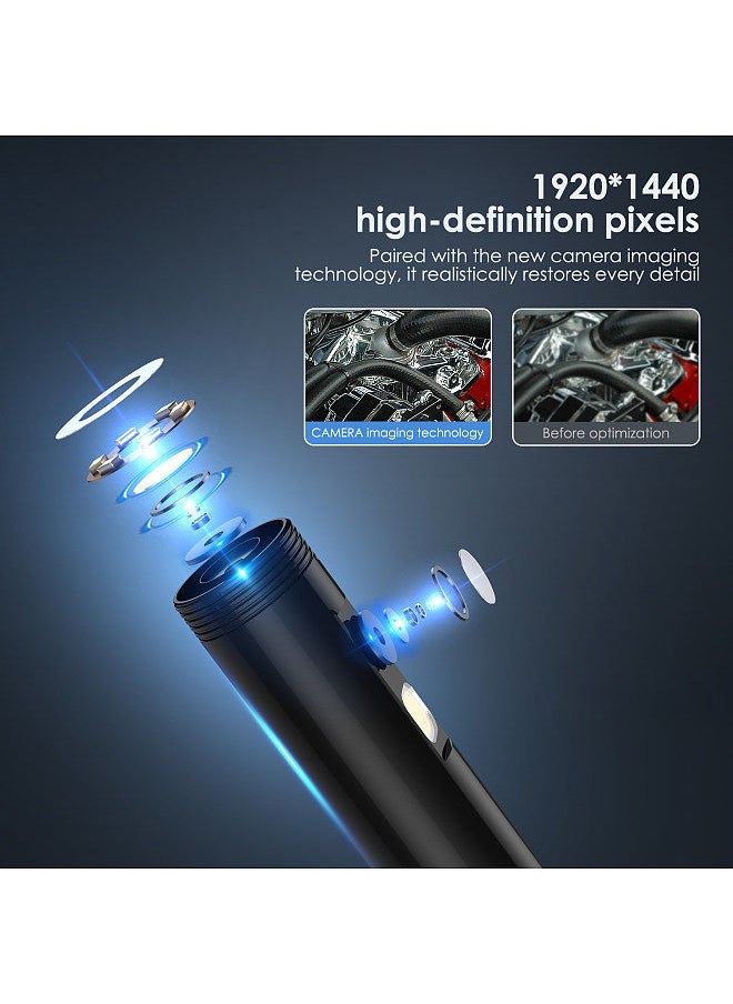 1920*1440 Endoscope Camera with 6+1 LED Light 2 Camera IP67 Waterproof Inspection Camera TYPE-C to Micro, TYPE-C to iOS 300cm/118inch Snake Cable