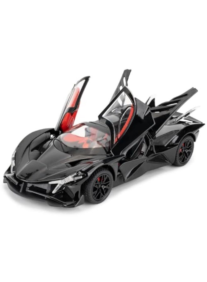 1/24 Alloy Model Car, Pull Back Toy Car, Sound  Bright Lights Toy, Model Toys Suitable for Collectors, Gifts for Boys and Girls Ages 3 and Up (Black) - Image 1