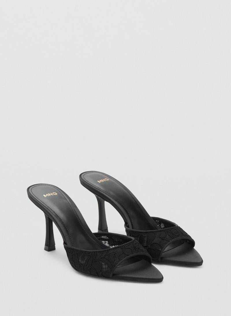 MANGO Lace heeled sandals - Image 2