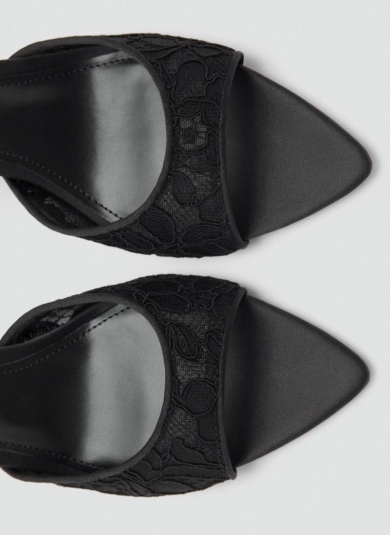 MANGO Lace heeled sandals - Image 4