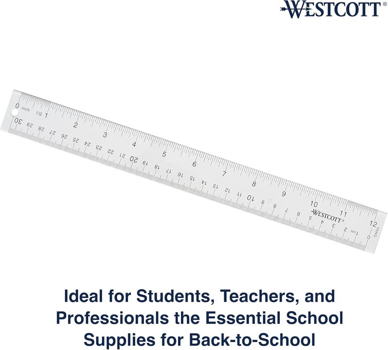 Westcott Clear Flexible Acrylic Ruler - 12 Inch with Metric and Imperial Measurements - Image 3