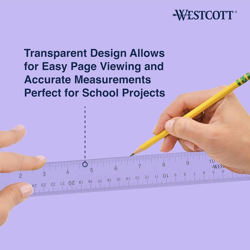 Westcott Clear Flexible Acrylic Ruler - 12 Inch with Metric and Imperial Measurements - Image 5