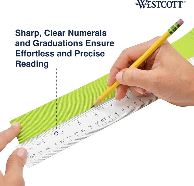 Westcott Clear Flexible Acrylic Ruler - 12 Inch with Metric and Imperial Measurements - Image 4