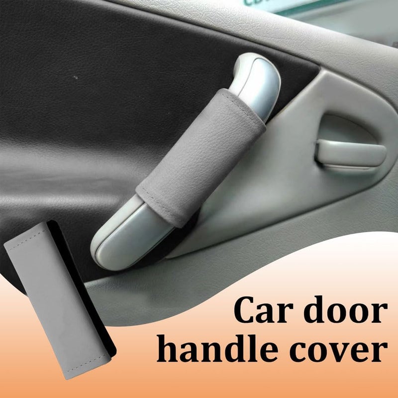 HEVLE 2PCS Car Inside Door Handle Protector, Car Handle Protector, Leather Anti-Scratch Car Handle Cover for Car Decorations, Universal Car Accessories Fits Car (Gray) - Image 5