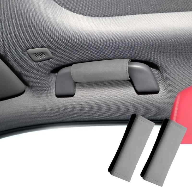 HEVLE 2PCS Car Inside Door Handle Protector, Car Handle Protector, Leather Anti-Scratch Car Handle Cover for Car Decorations, Universal Car Accessories Fits Car (Gray) - Image 1