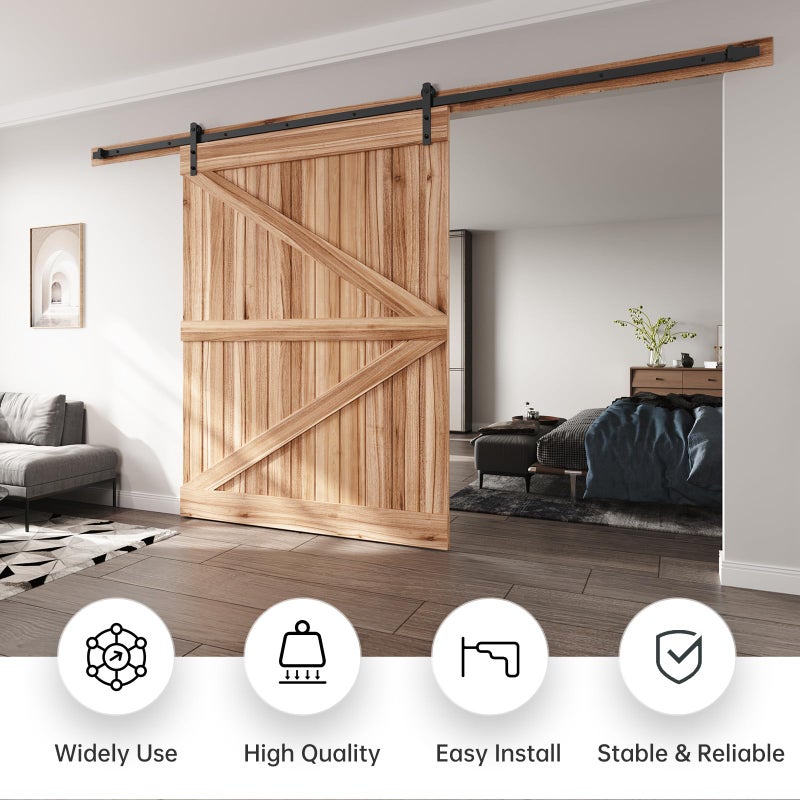 EaseLife 12 FT Heavy Duty Sliding Barn Door Hardware Track Kit,Straight Pulley,Slide Smoothly Quietly,Easy Install (12FT Track Kit for 72" Wide Single Door) - Image 2