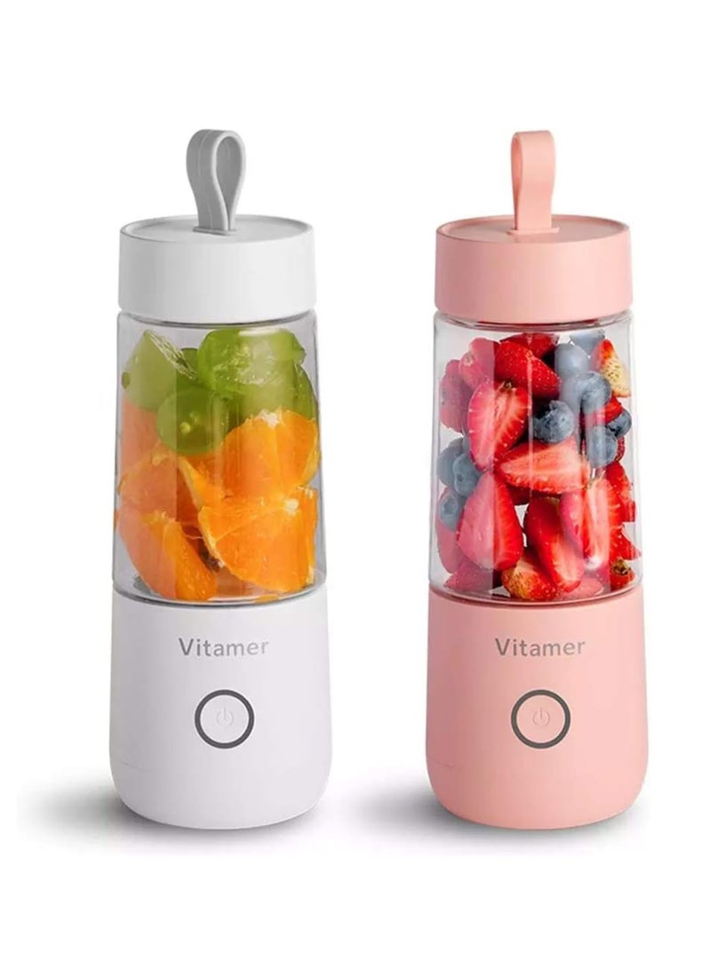 Arabest 350ml Portable Juicer Electric USB Rechargeable Smoothie Blender Machine Mixer Mini Juice Maker Fast Food Processor Mobile Mixer (White) - Image 1