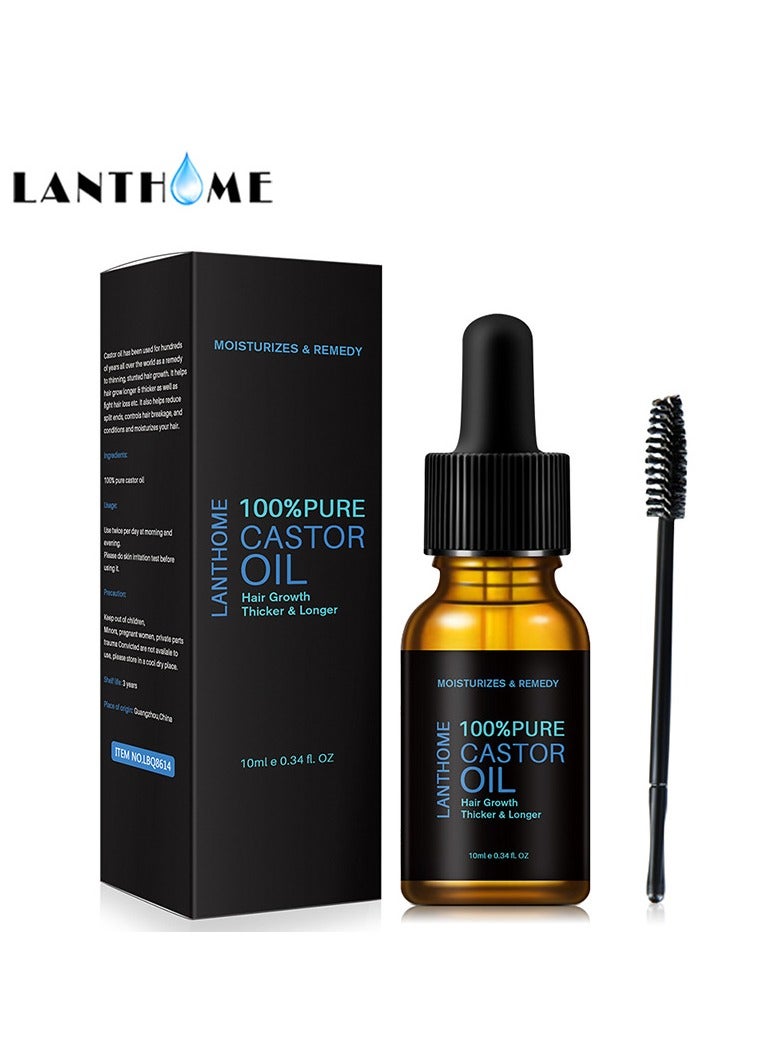 Lanthome Castor Oil, Natural And Organic Ingredients Hair Oil, Safe And Effective Hair Regrowth Oil, Fast Acting Caster Oil Essence For Hair And Skin, (1pc, 10ml) - Image 1