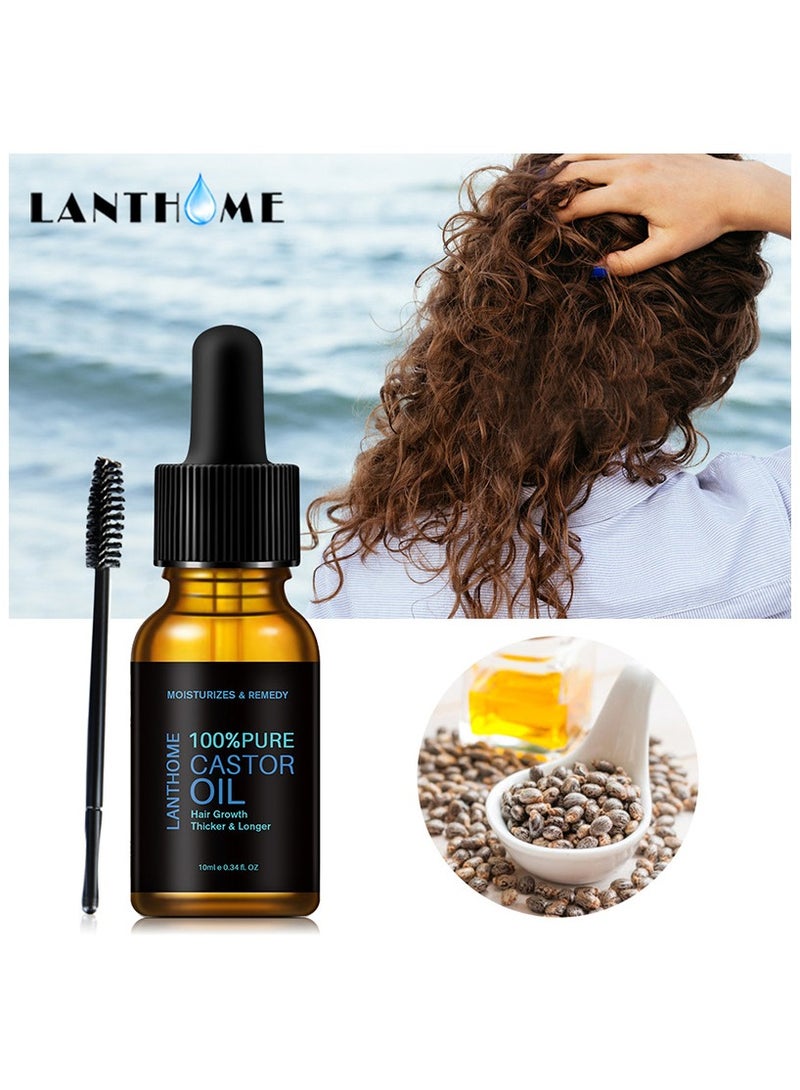 Lanthome Castor Oil, Natural And Organic Ingredients Hair Oil, Safe And Effective Hair Regrowth Oil, Fast Acting Caster Oil Essence For Hair And Skin, (1pc, 10ml) - Image 2