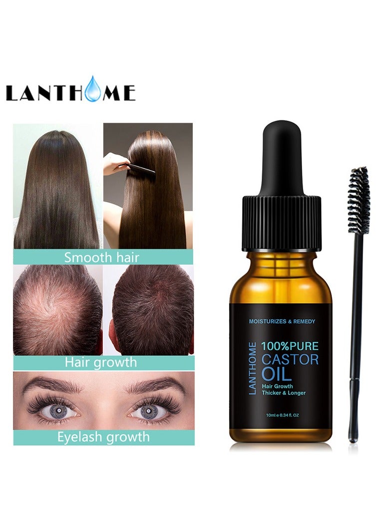 Lanthome Castor Oil, Natural And Organic Ingredients Hair Oil, Safe And Effective Hair Regrowth Oil, Fast Acting Caster Oil Essence For Hair And Skin, (1pc, 10ml) - Image 3