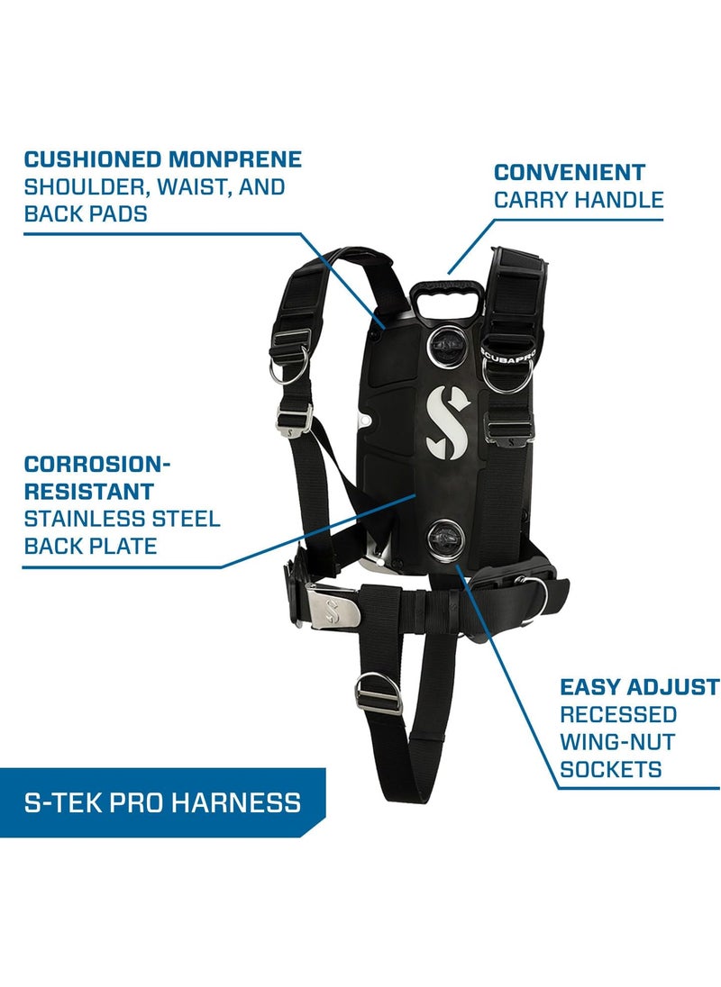 Scubapro SCUBAPRO STek Pro System for Technical Scuba Diving Harness with Back Plate in Stainless Steel Donut Wing 30 lbs13 kg Single Tank Adapter  - Image 4