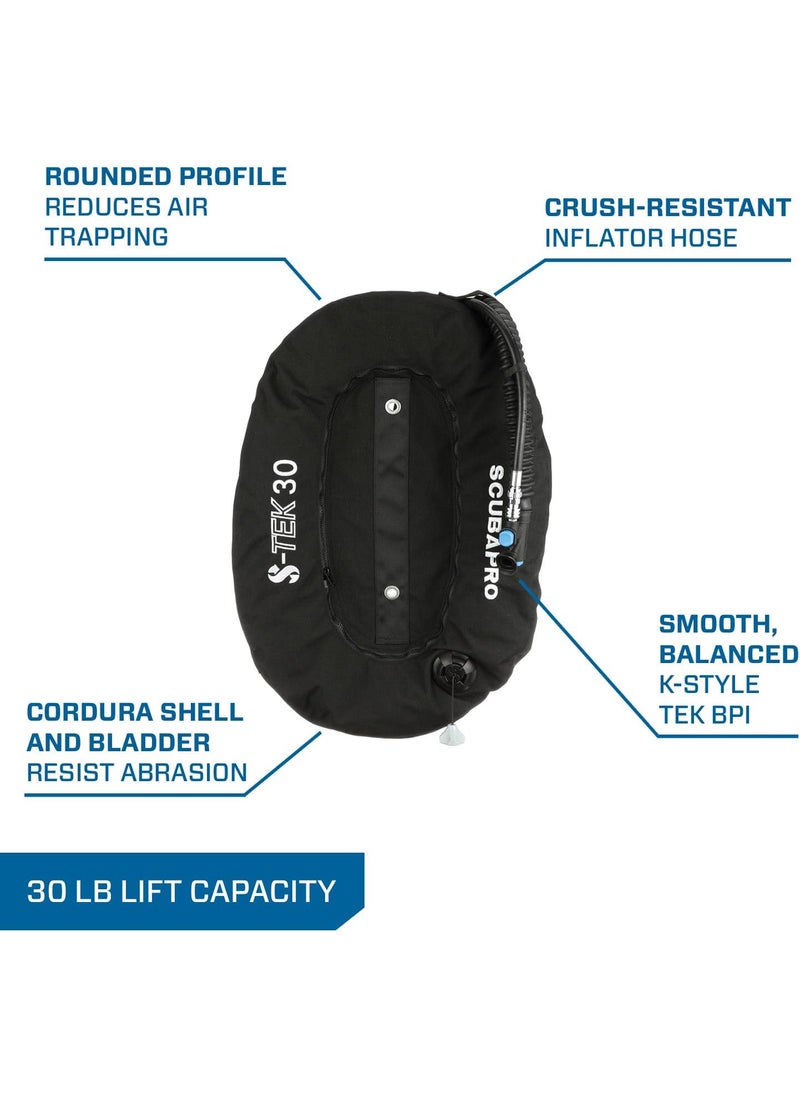Scubapro SCUBAPRO STek Pro System for Technical Scuba Diving Harness with Back Plate in Stainless Steel Donut Wing 30 lbs13 kg Single Tank Adapter  - Image 3