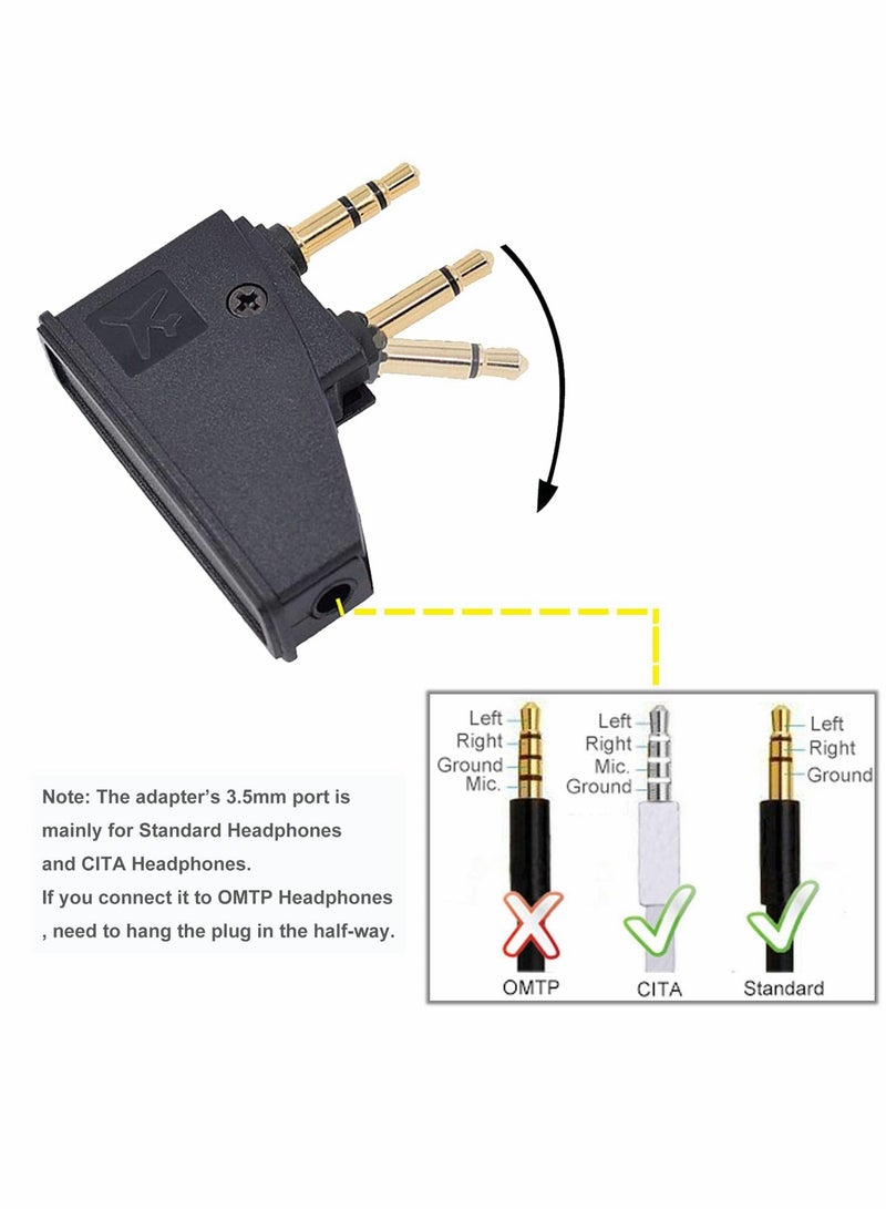 KASTWAVE Airplane Headphone Adapter, Adjustable Angle Airline Flight Headphone Converter Gold Plated 3.5mm Male to 3.5mm Female Stereo Aux Jack Headphone Adapter for More Headphones - Image 4