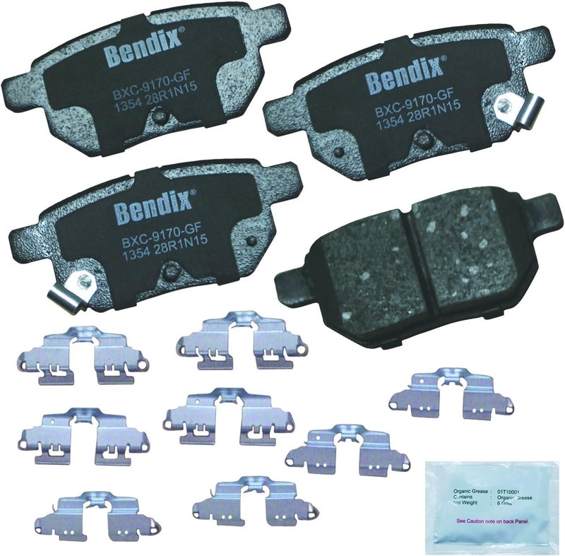 Bendix Premium Copper Free CFC1354 Ceramic Brake Pad with Installation Hardware (Rear) - Image 1