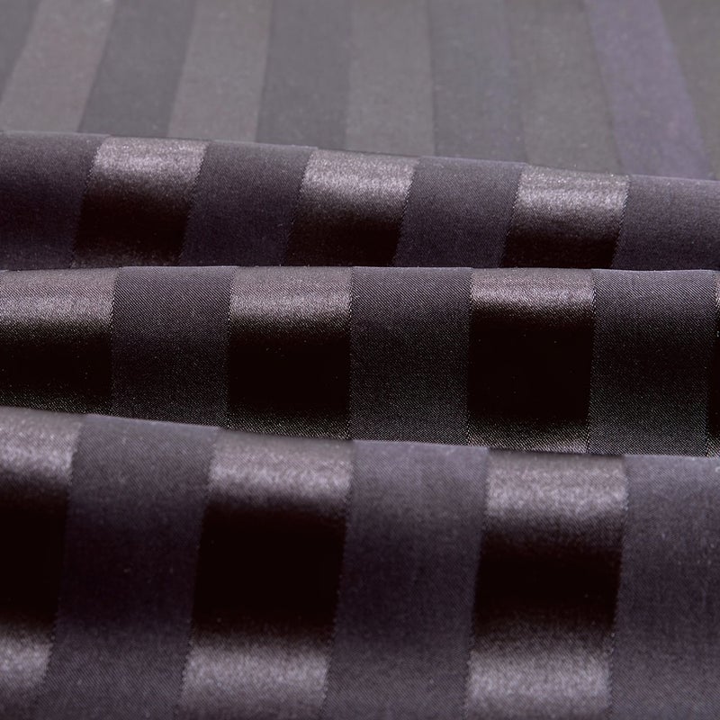 Dark Gray Striped Twin Satin Sheet Set 3 Piece Soft Smooth Fade Resistant - Image 5
