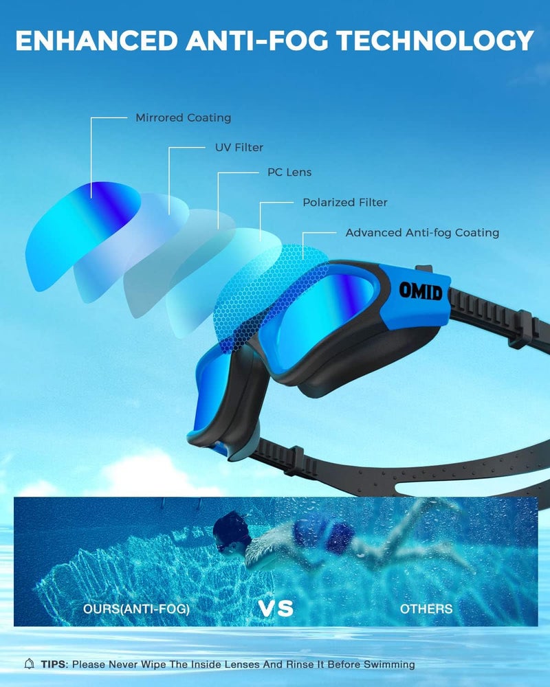 OMID Kids Swim Goggles, P2mini Polarized Swimming Goggles Comfortable for Age 6-14 - Image 4