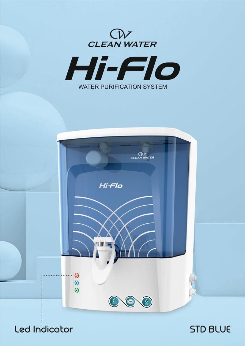 Hi Flo Ro Water Purifier with RO Active Copper Alkaline Filter gives Pure Mineral Water LED Indicator Storage 10 Ltr Capacity 15 Ltr Per Hr With 8 stage Purification Technology Std Blue  - Image 2