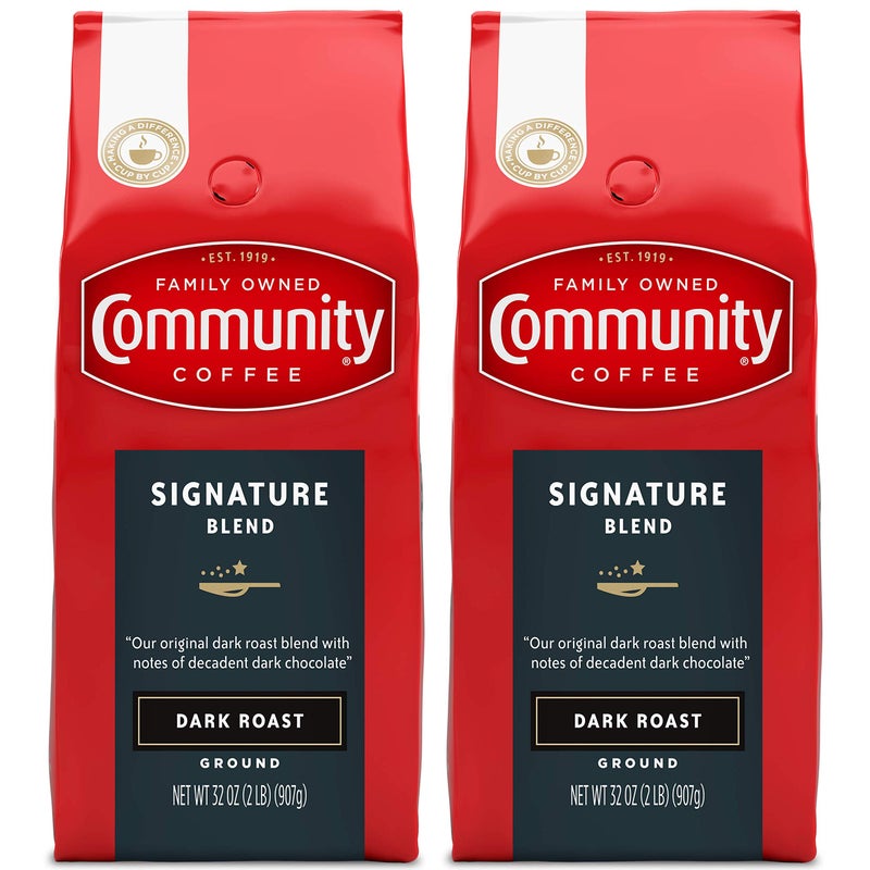 Community Coffee Signature Blend Ground Coffee, Dark Roast, 64 Ounce (32 Ounce Bags, Pack of 2) - Image 1