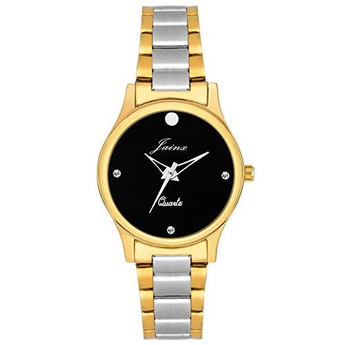 jainx Black Dial Premium Steel Chain Gifts Set Analog Wrist Watch for Couple - JC444 - Image 4