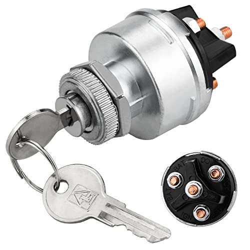 Tecreddy Ignition Switch with Key, 4 Position Universal Key Ignition Switch 12v for Car, Truck, Tractor, Trailer, Forklift, and More, Acc/Off/IGN/Start - Image 1