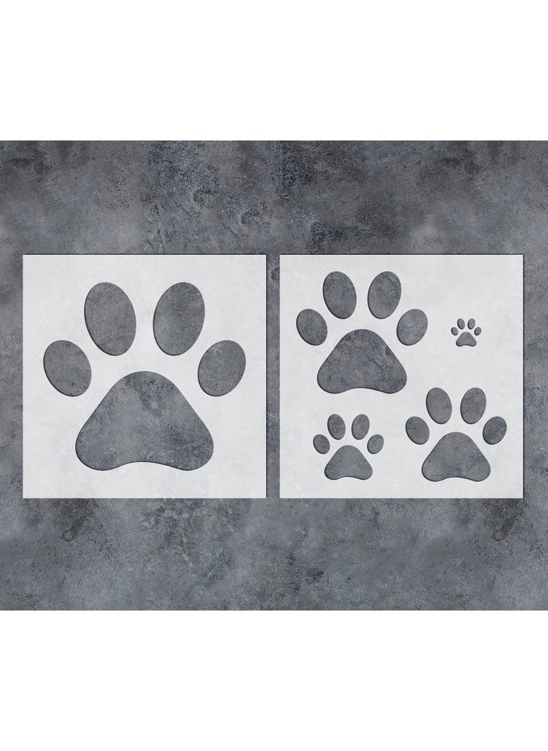 G GSS Designs GSS Designs Paw Print Large Wall Stencils for Painting  Cat Dog Paw Print Stencils 12x12Inch 2 Pack  Reusable Wall Stencils for Painting on Wood Wall Cement Home Decor  Assorted Size 