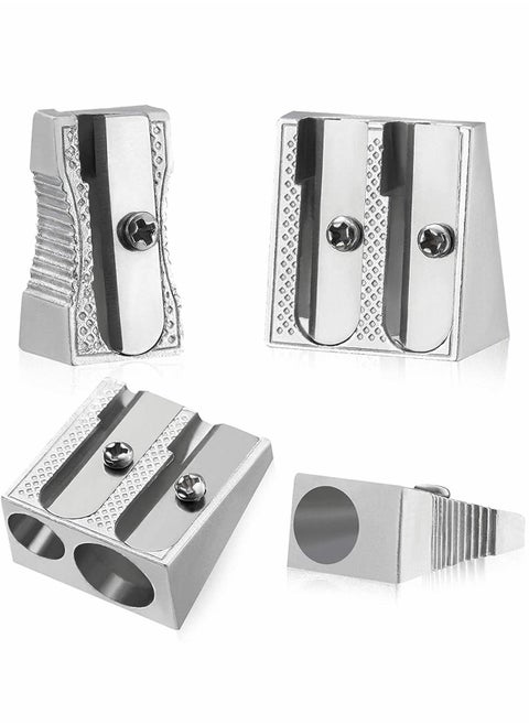 2Pcs Handheld Manual Metal Pencil Sharpener, Single hole and Double hole Perfect for Use in Schools, Offices, Homes, Art Projects