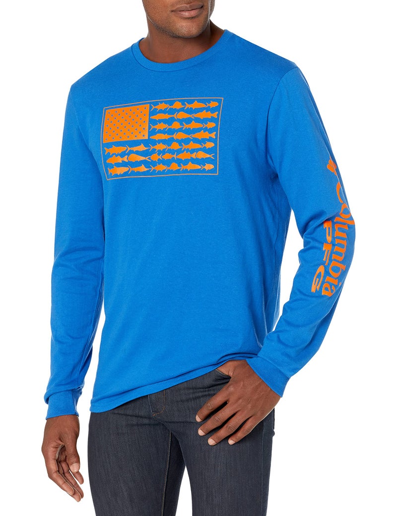 Columbia Mens Long Sleeve Tee Shirt Columbia Outdoors Fishing Camping Hiking T Shirt Vivid Blue with Solarize Large US - Image 2