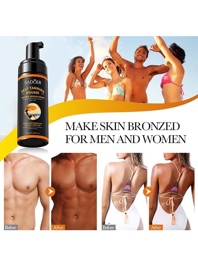 SADOER Self Tanning Mousse | Natural Self Tanner Mousse | Light Self Tanning Mousse | Packied With Skin Benefits, No Added Nasties, Vegan, Cruelty Free | All Skin Types Self Tanner Mousse 150ml - Image 3