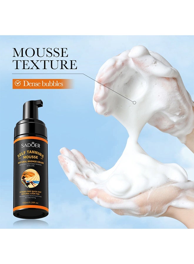 SADOER Self Tanning Mousse | Natural Self Tanner Mousse | Light Self Tanning Mousse | Packied With Skin Benefits, No Added Nasties, Vegan, Cruelty Free | All Skin Types Self Tanner Mousse 150ml - Image 5