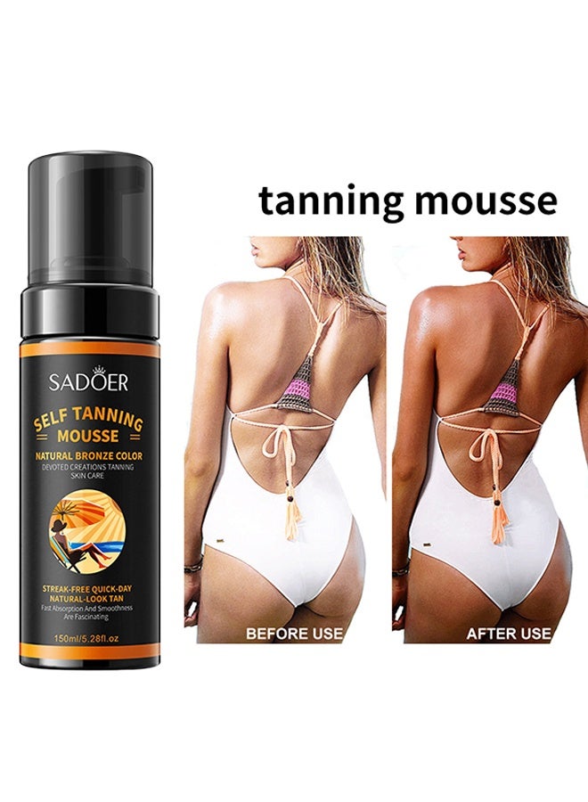 SADOER Self Tanning Mousse | Natural Self Tanner Mousse | Light Self Tanning Mousse | Packied With Skin Benefits, No Added Nasties, Vegan, Cruelty Free | All Skin Types Self Tanner Mousse 150ml - Image 1