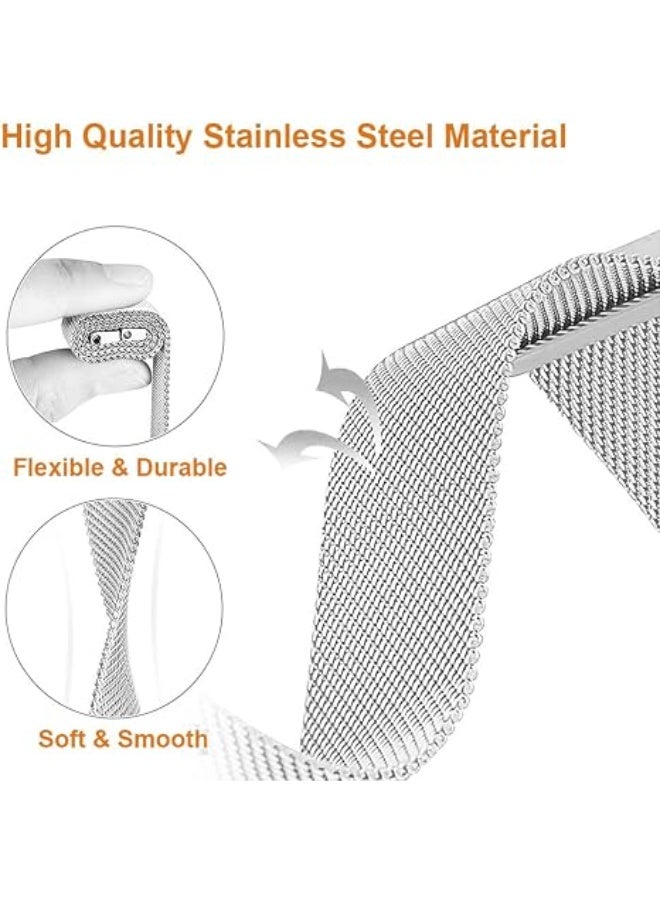 QIRG Compatible for Samsung Galaxy Fit 3 Band, Stainless Steel Mesh Loop Adjustable Magnetic Clasp Smartwatch Strap Wristband for Galaxy Fit3 (Silver) - Image 4
