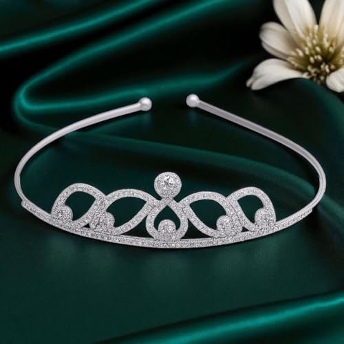 Accessher Gold Plated Sparking Rhinestones Embellished Contemporary Style Hair Accessories, Hair Band Crown, and Hair Tiara for Women and Girls Pack of 1 - Image 3