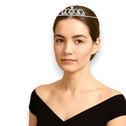 Accessher Gold Plated Sparking Rhinestones Embellished Contemporary Style Hair Accessories, Hair Band Crown, and Hair Tiara for Women and Girls Pack of 1 - Image 2